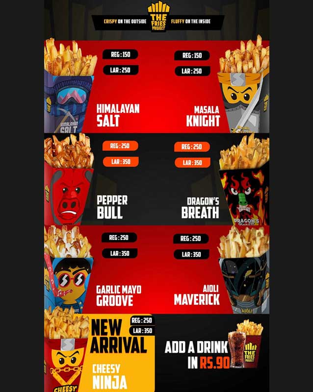 The Fries Project menu