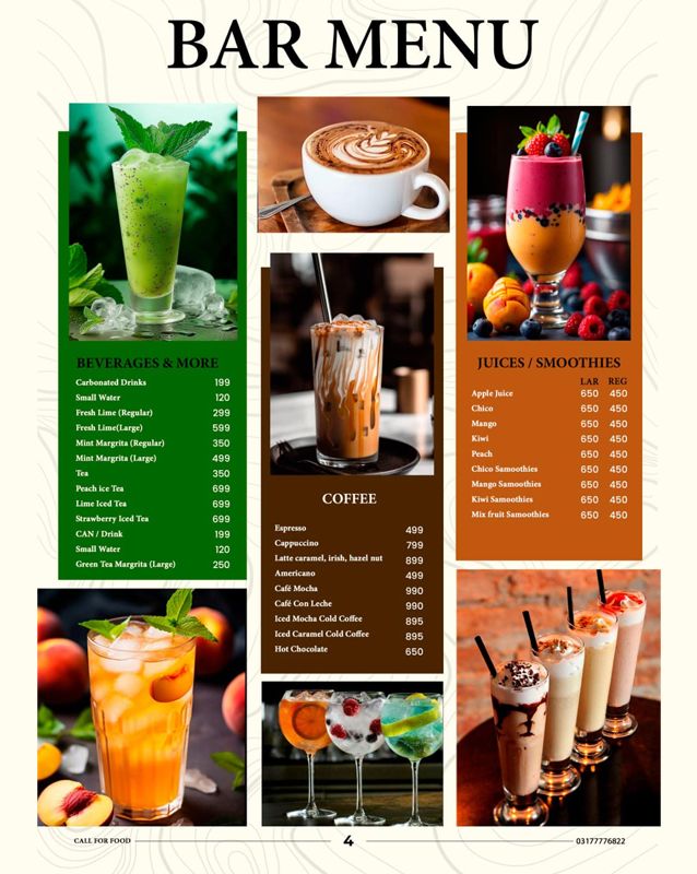 The Glorious Lounge menu