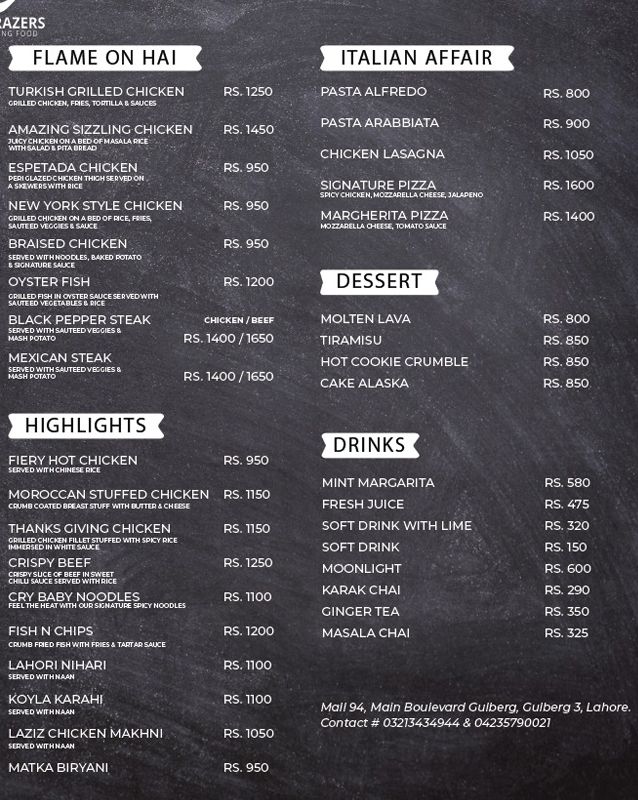 The Grazers menu