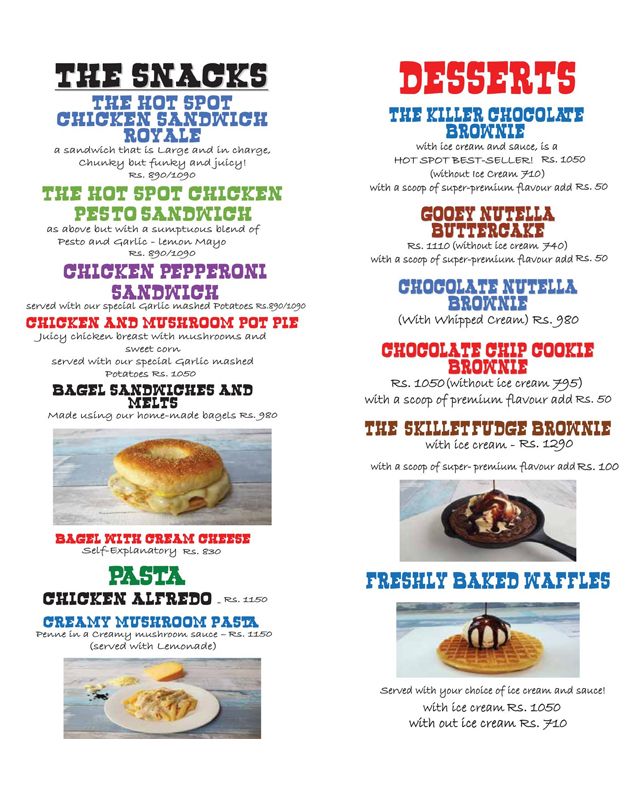 The Hot Spot Cafe menu