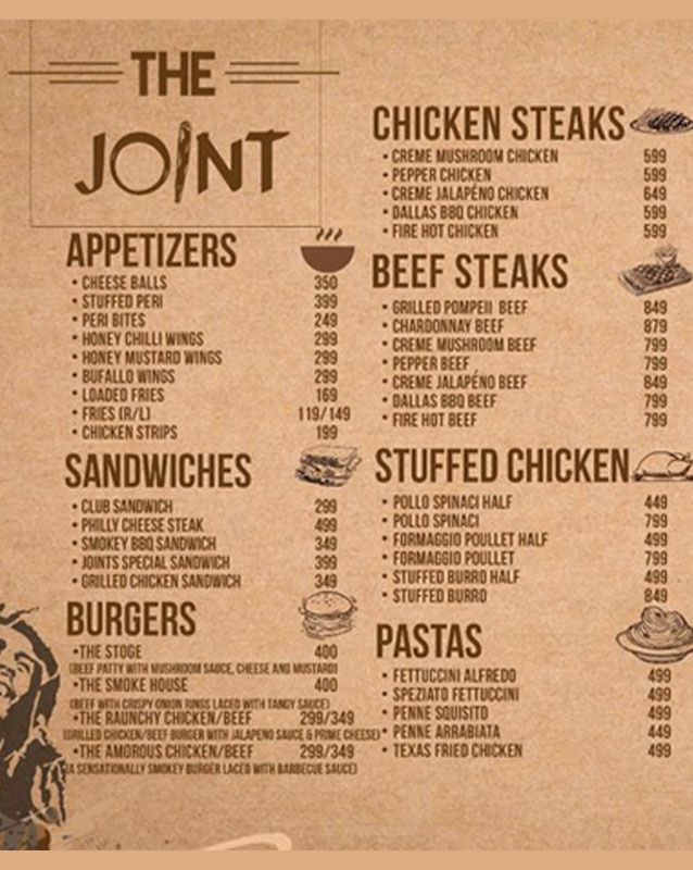 The Joint - Lahore menu