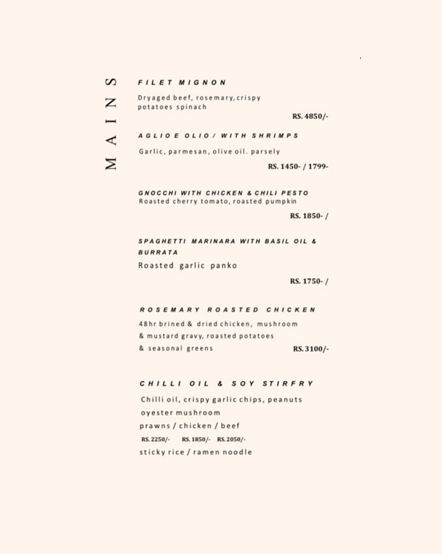 The Krae menu