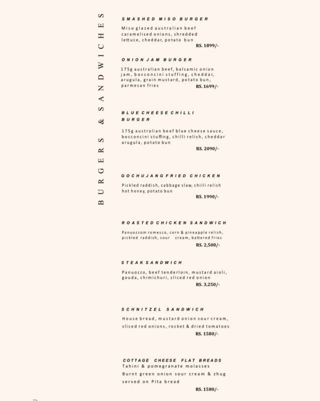 The Krae menu