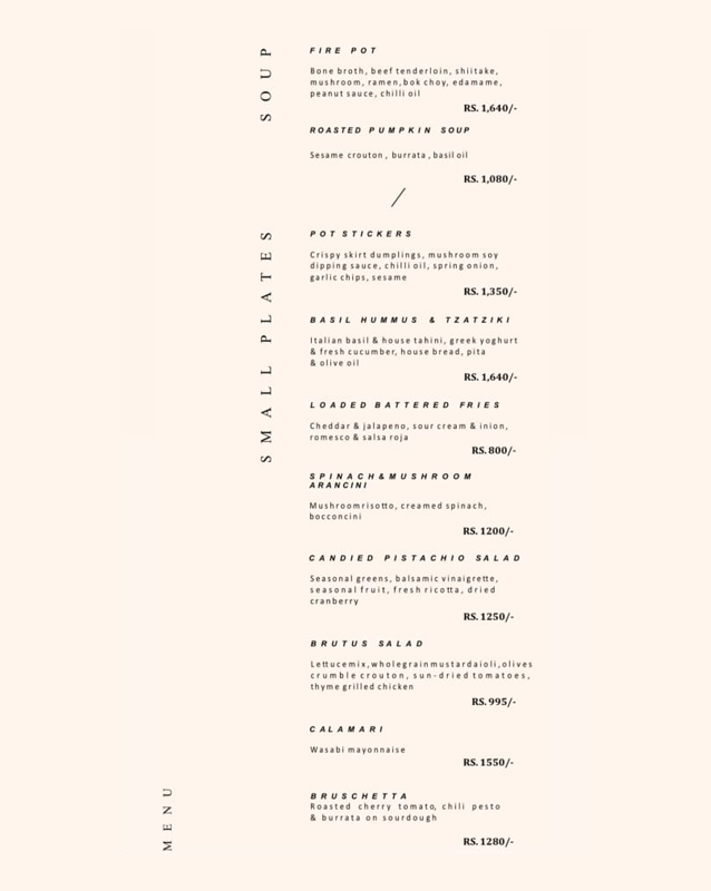 The Krae menu