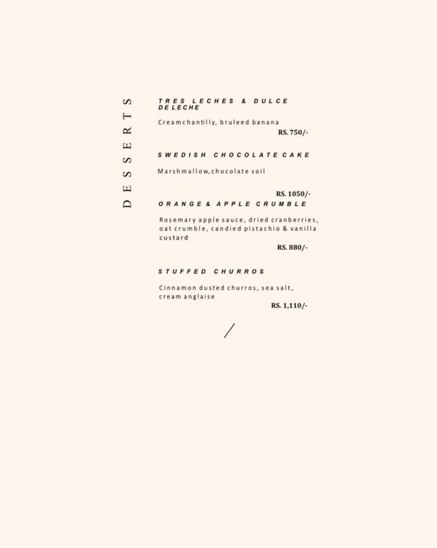 The Krae menu