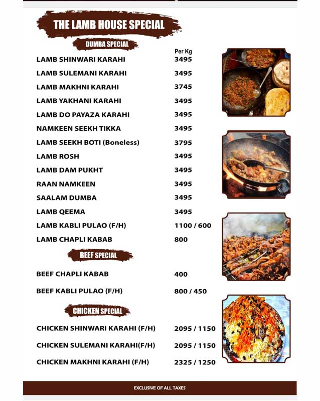 The Lamb House menu