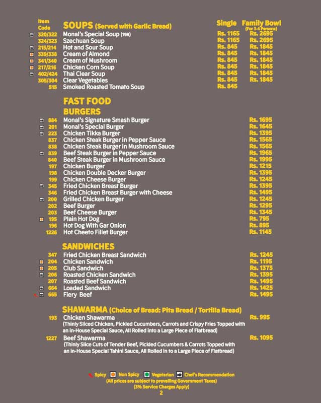 The Monal menu