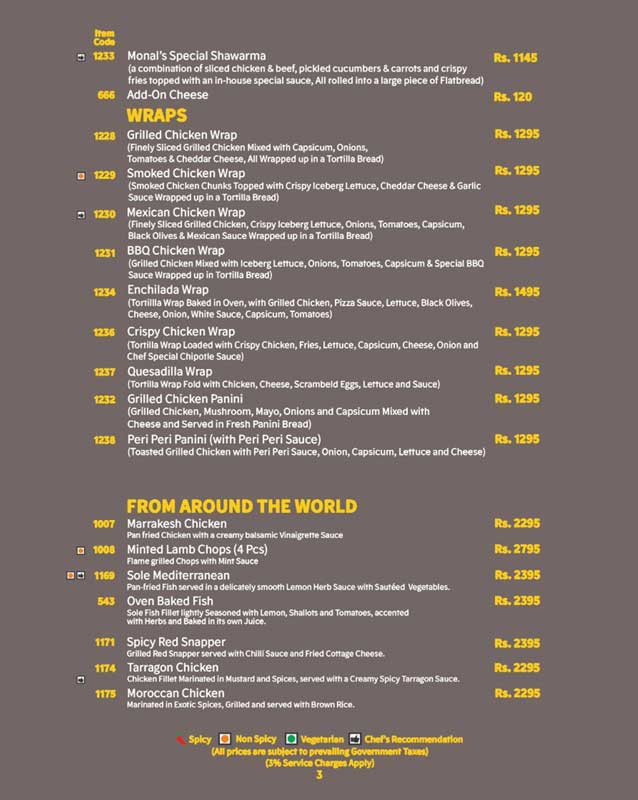 The Monal menu