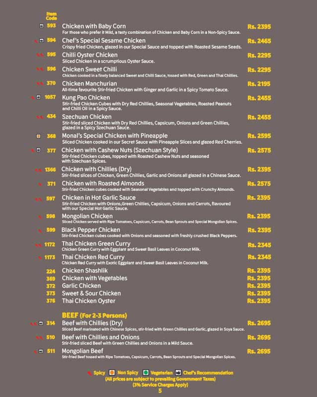 The Monal menu