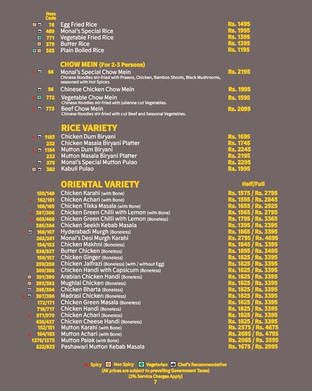 The Monal menu