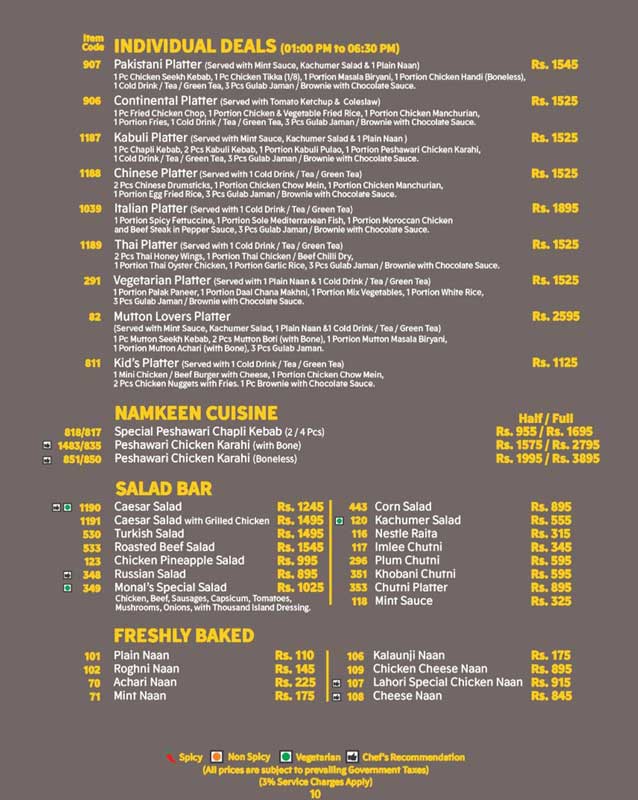 The Monal menu
