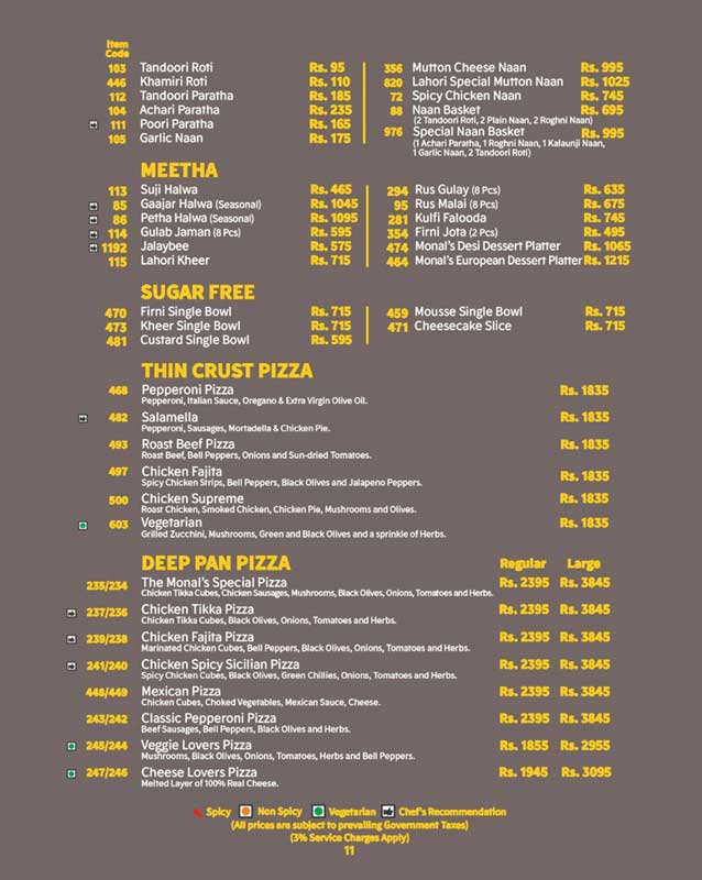 The Monal menu