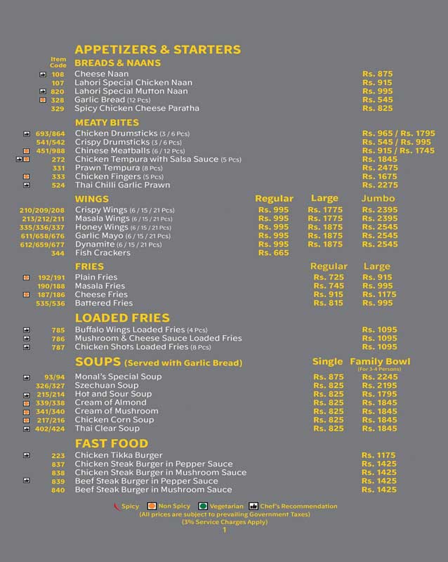 The Monal menu