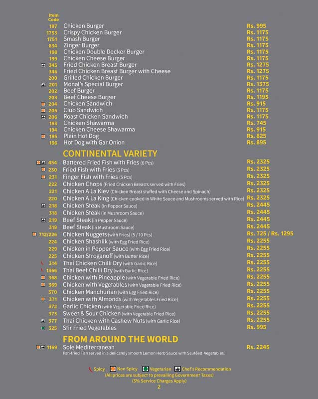 The Monal menu