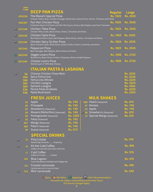 The Monal menu