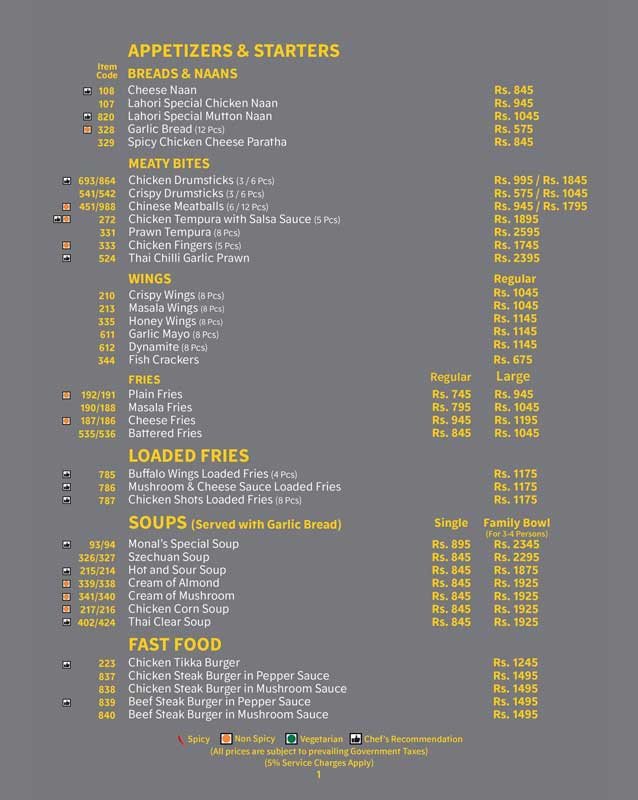 The Monal menu