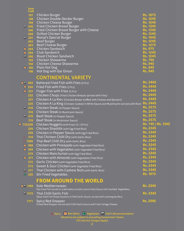 The Monal menu