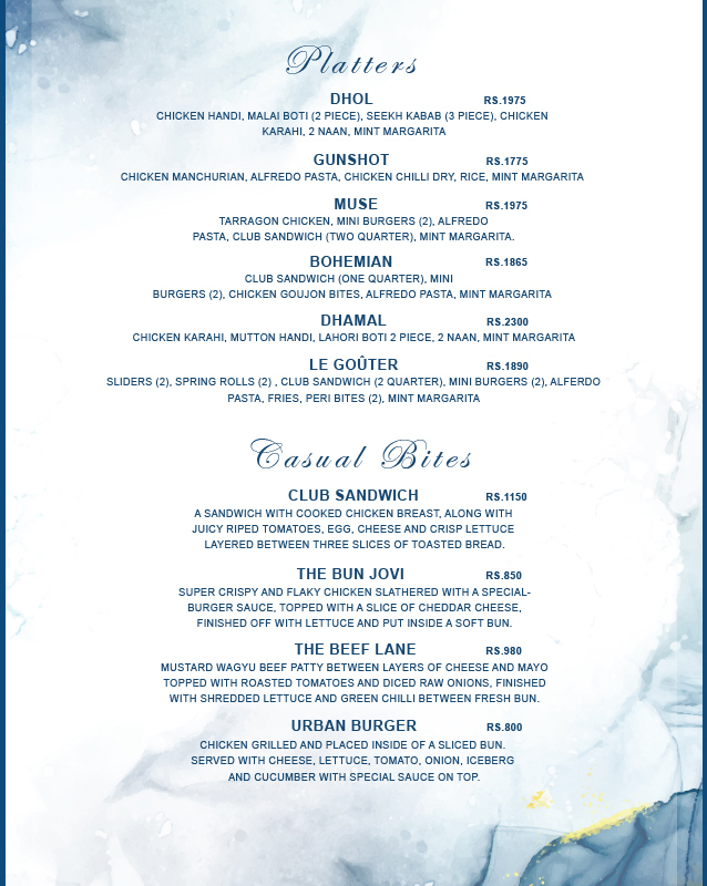 The Otus Rooftop menu