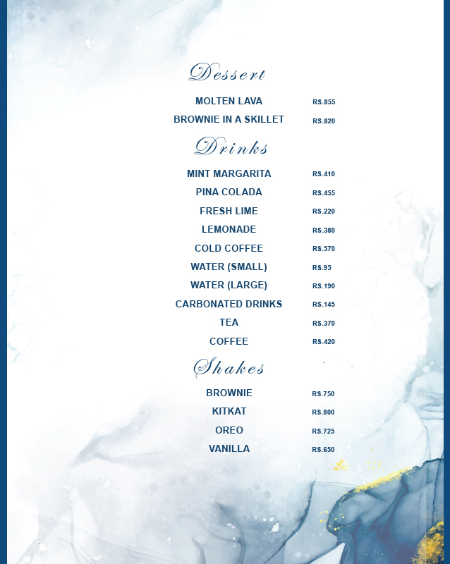 The Otus Rooftop menu
