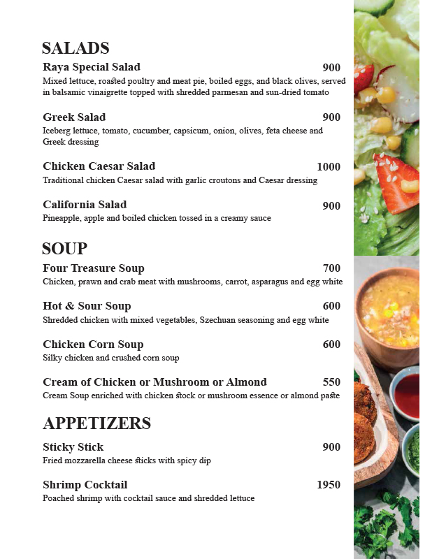 The Place - Defence Raya Golf & Country Club menu