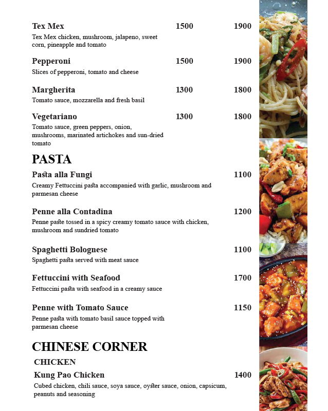 The Place - Defence Raya Golf & Country Club menu