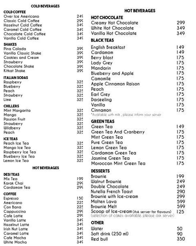 The Tea Atelier Co. menu
