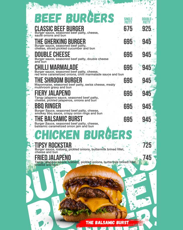 The Tipsy Co menu