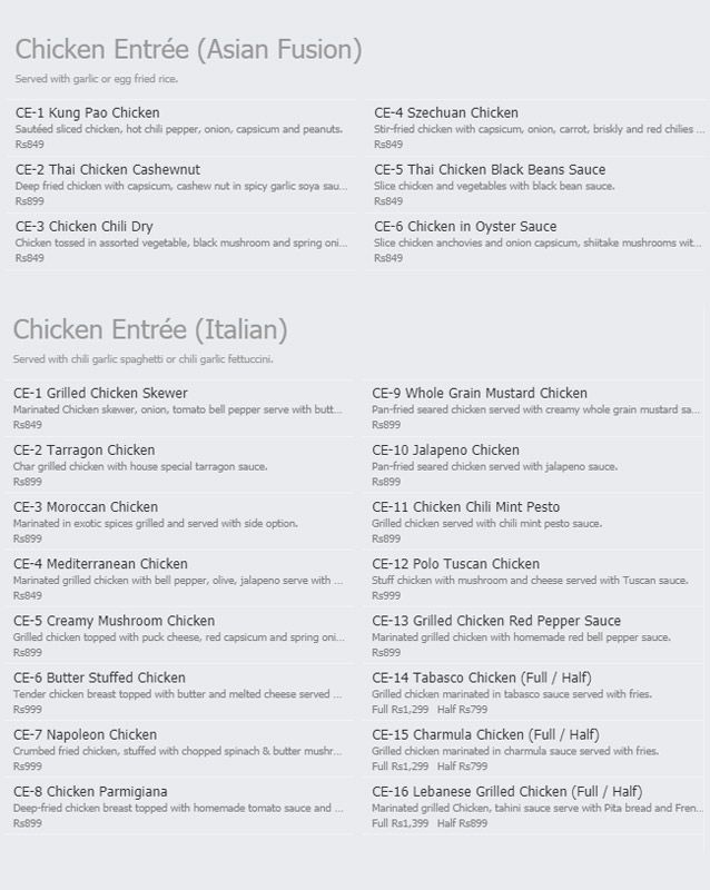 Tierra Nuestra menu