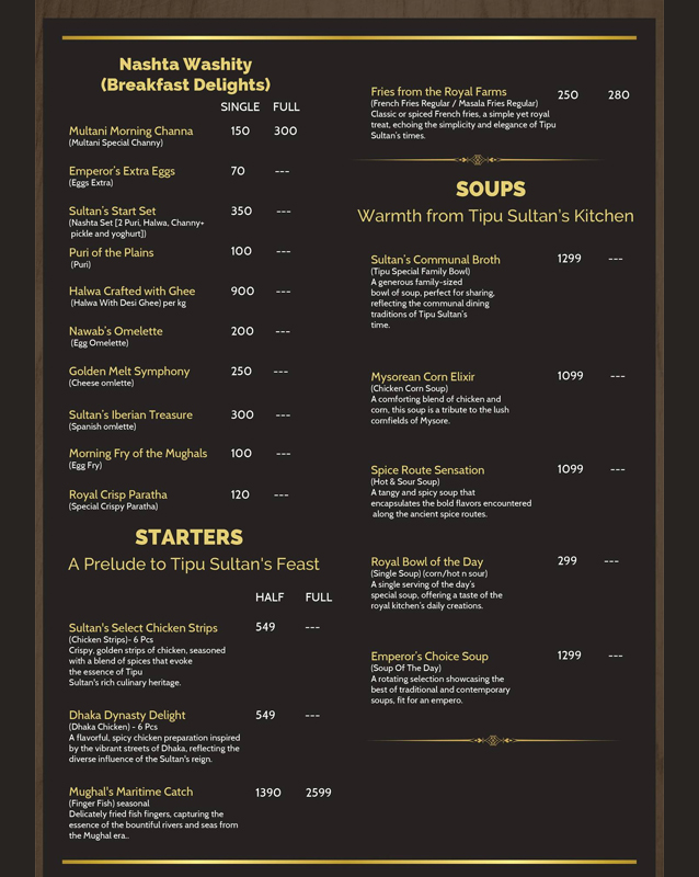Tipu Sultan-Kebabish  menu