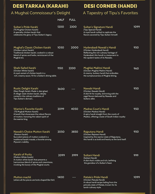 Tipu Sultan-Kebabish  menu