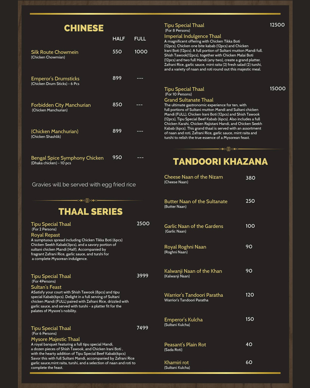 Tipu Sultan-Kebabish  menu