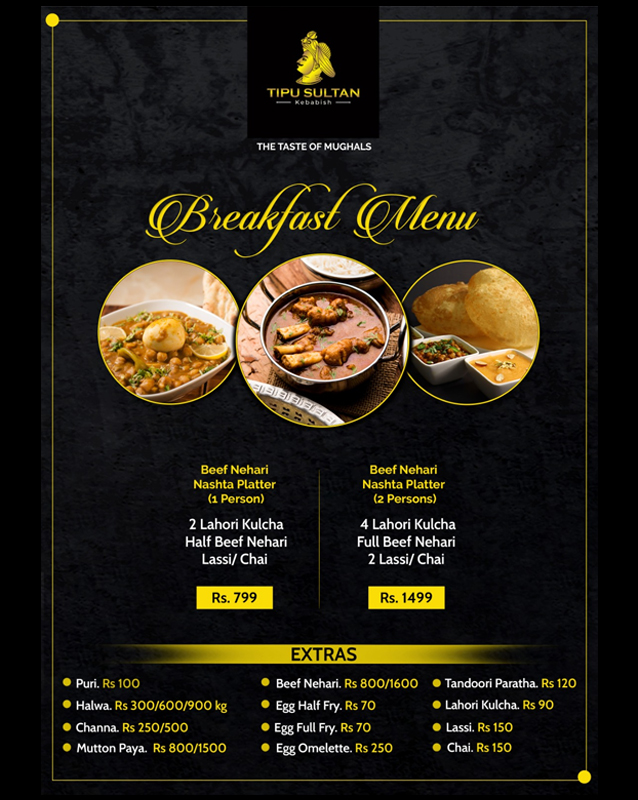 Tipu Sultan-Kebabish  menu