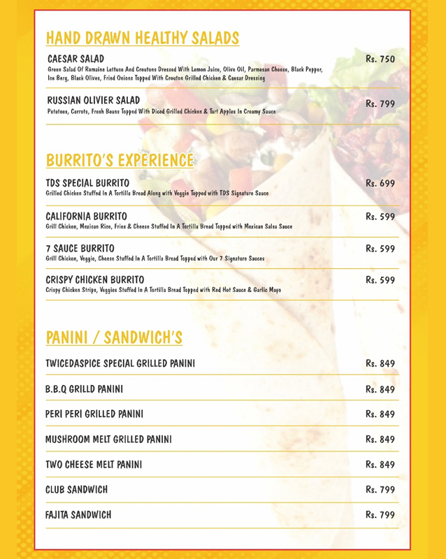 Twice Da Spice menu