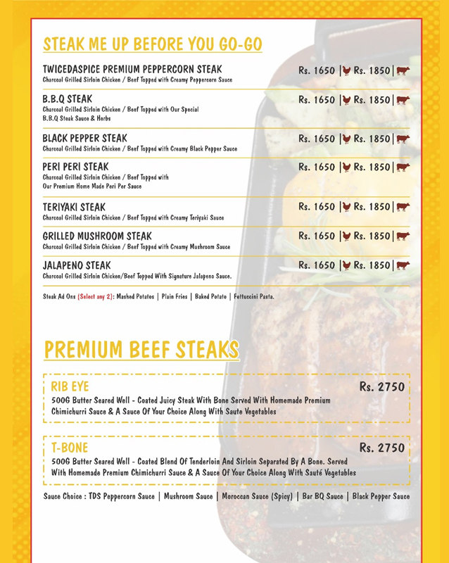 Twice Da Spice menu