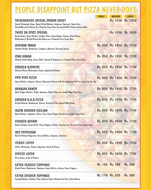 Twice Da Spice menu