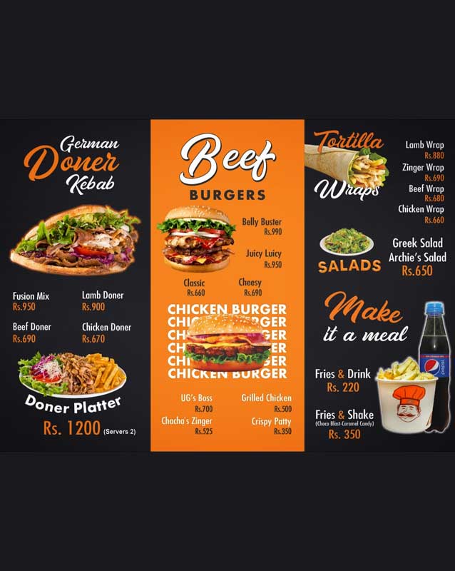 Uncles Grill menu