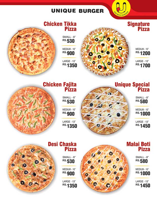 Unique Burger menu