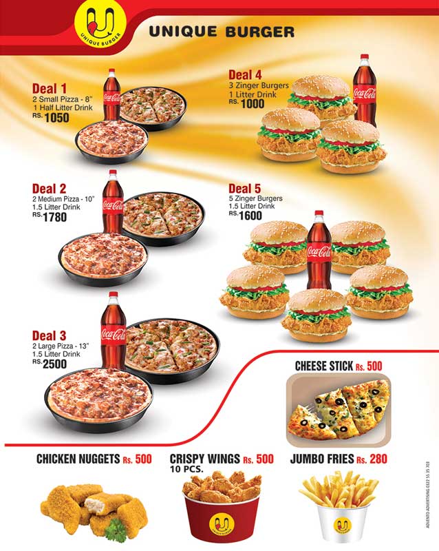Unique Burger menu