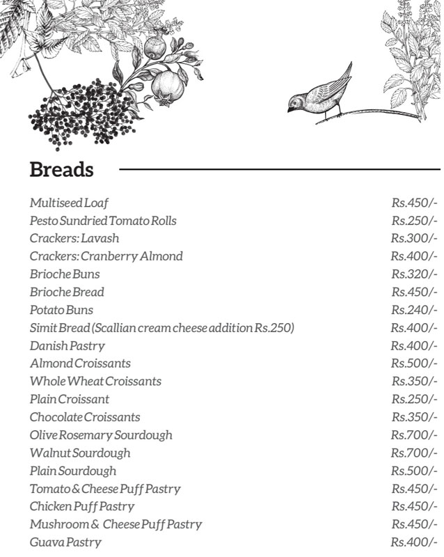 Vida Amavi  menu