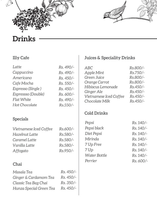 Vida Amavi  menu