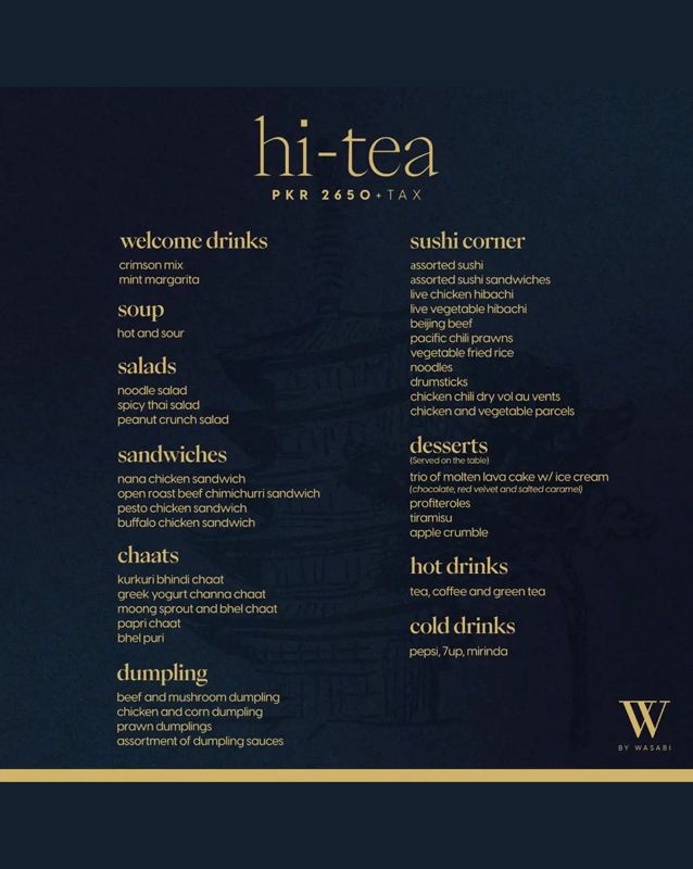 W. by Wasabi menu