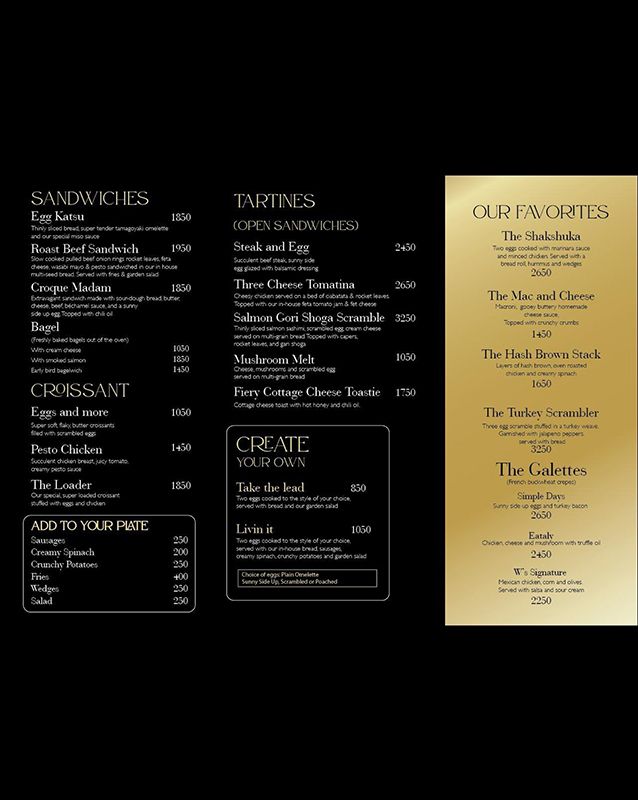 W. by Wasabi menu