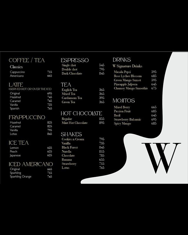 W. by Wasabi menu