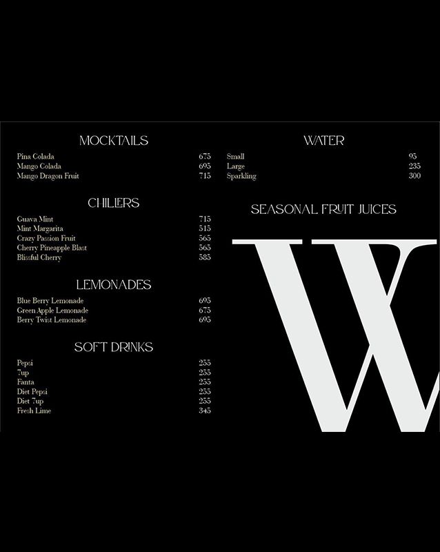 W. by Wasabi menu