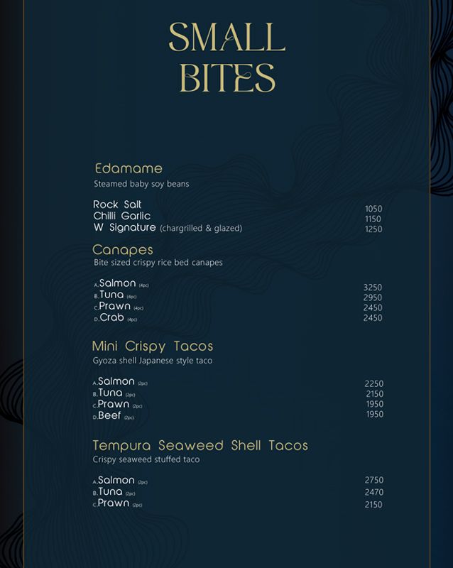 W. by Wasabi menu