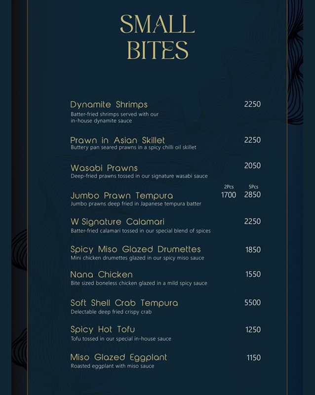 W. by Wasabi menu