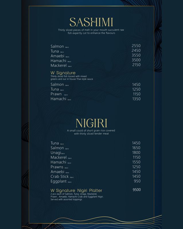 W. by Wasabi menu