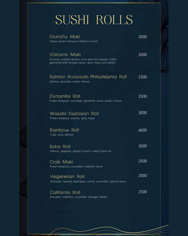W. by Wasabi menu