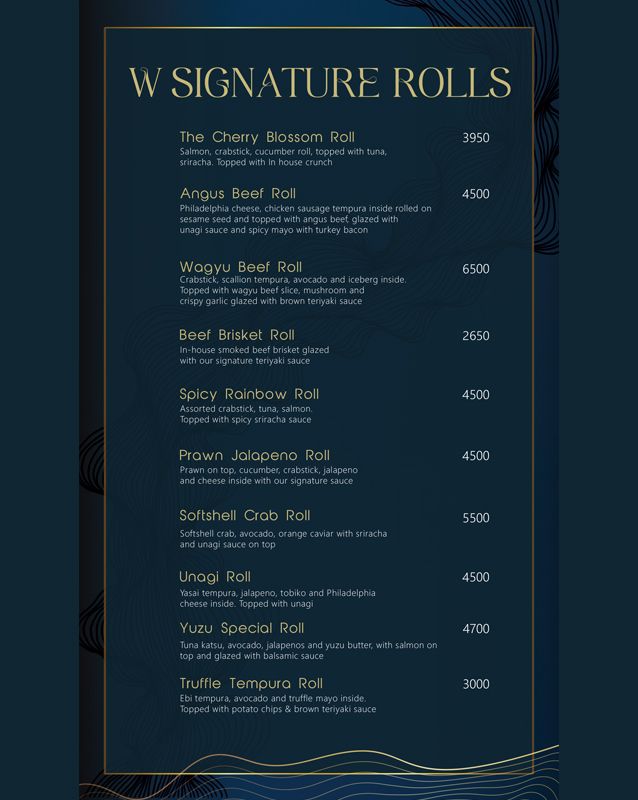 W. by Wasabi menu