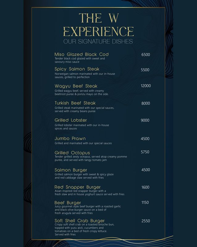 W. by Wasabi menu